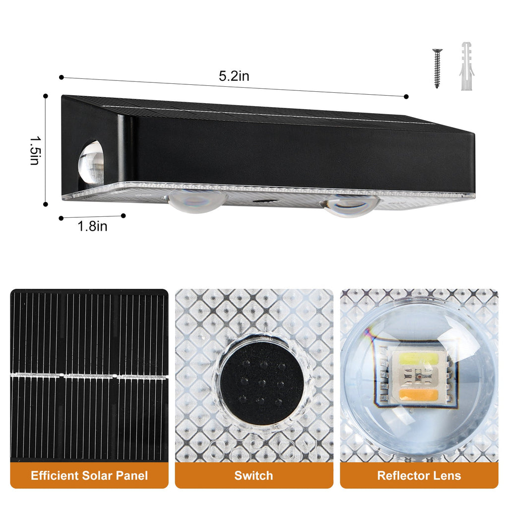 Decorative RGB Solar-Powered Double Beam Wall Lamp | Thrascher