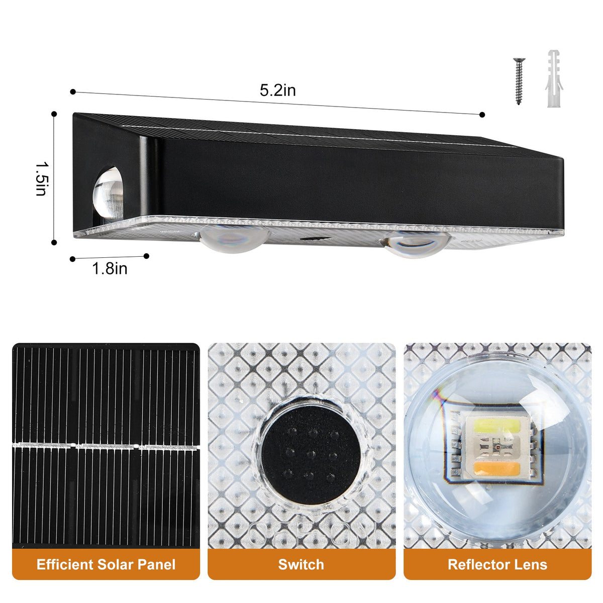 Decorative RGB Solar-Powered Double Beam Wall Lamp | Thrascher