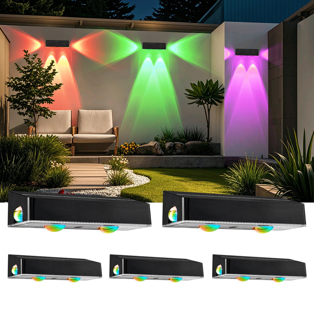 Decorative RGB Solar-Powered Double Beam Wall Lamp | Thrascher