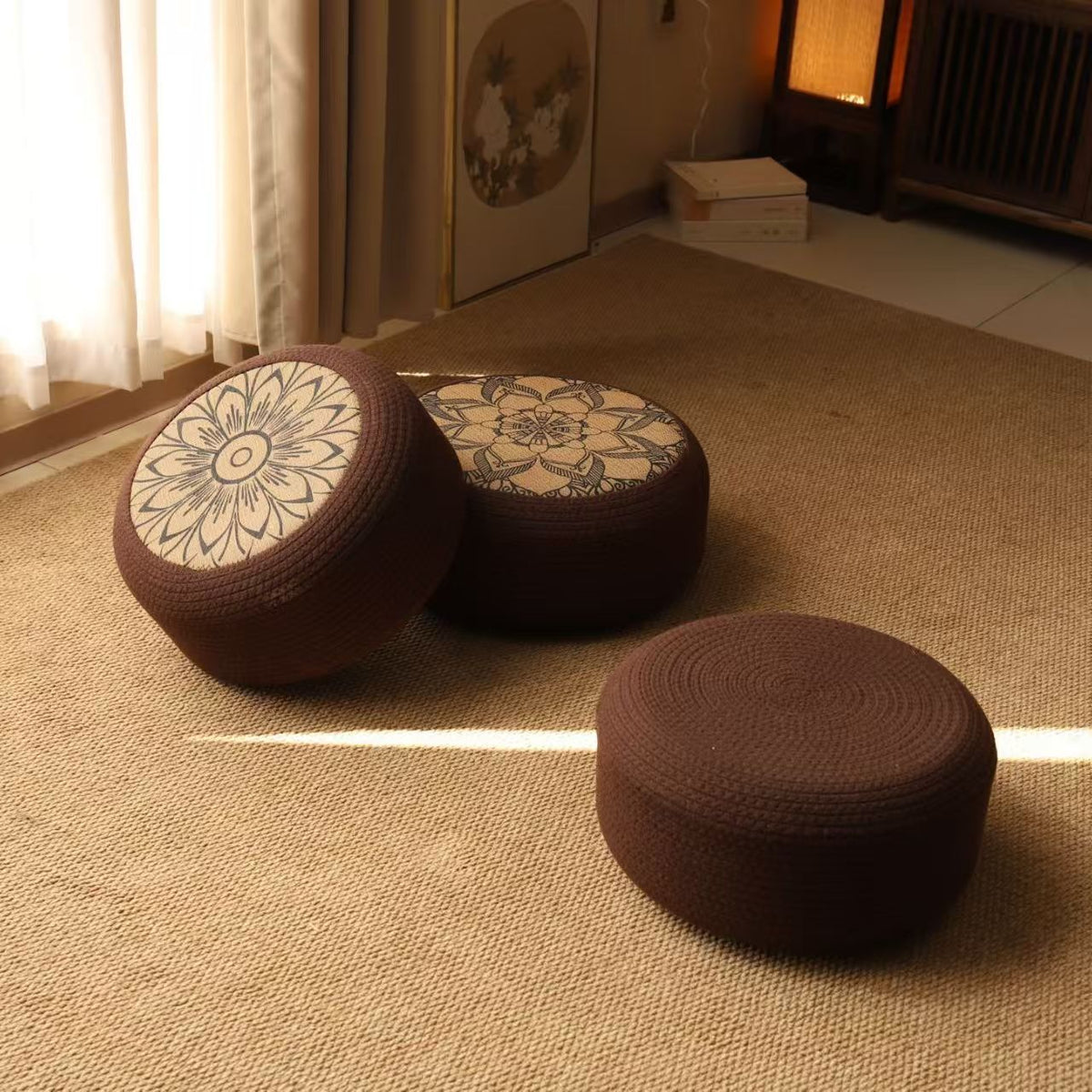 Decorative Seating Pouf with Stylish Floral Design | Thrascher