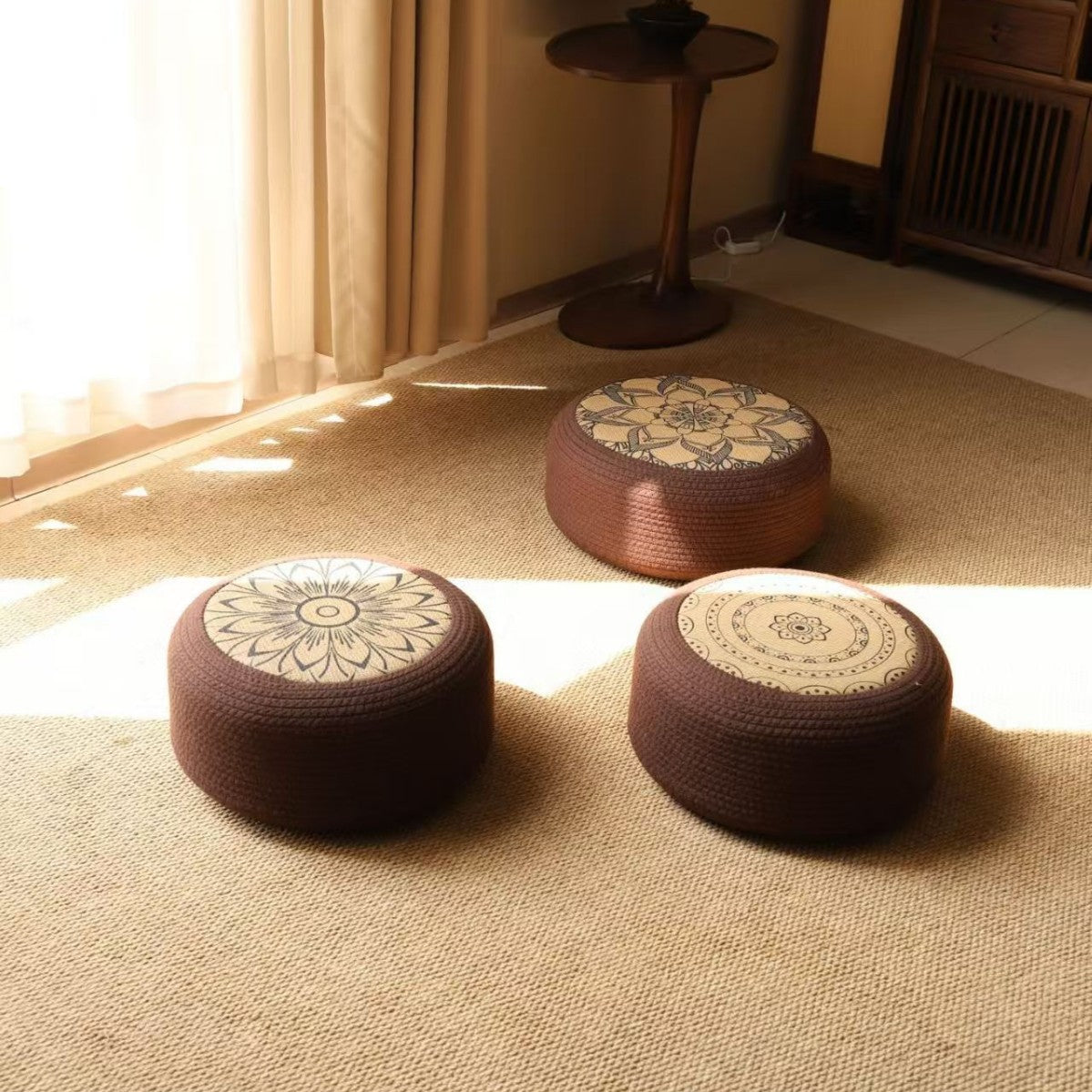 Decorative Seating Pouf with Stylish Floral Design | Thrascher