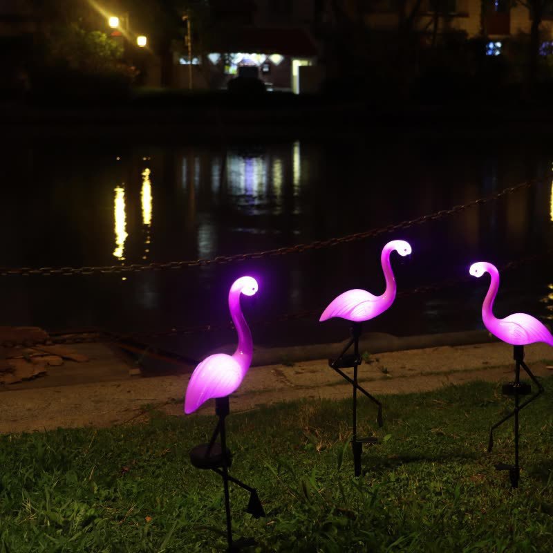 Decorative Solar-Powered Flamingo Garden Stake with Adjustable Tray and Spike Attachment | Thrascher