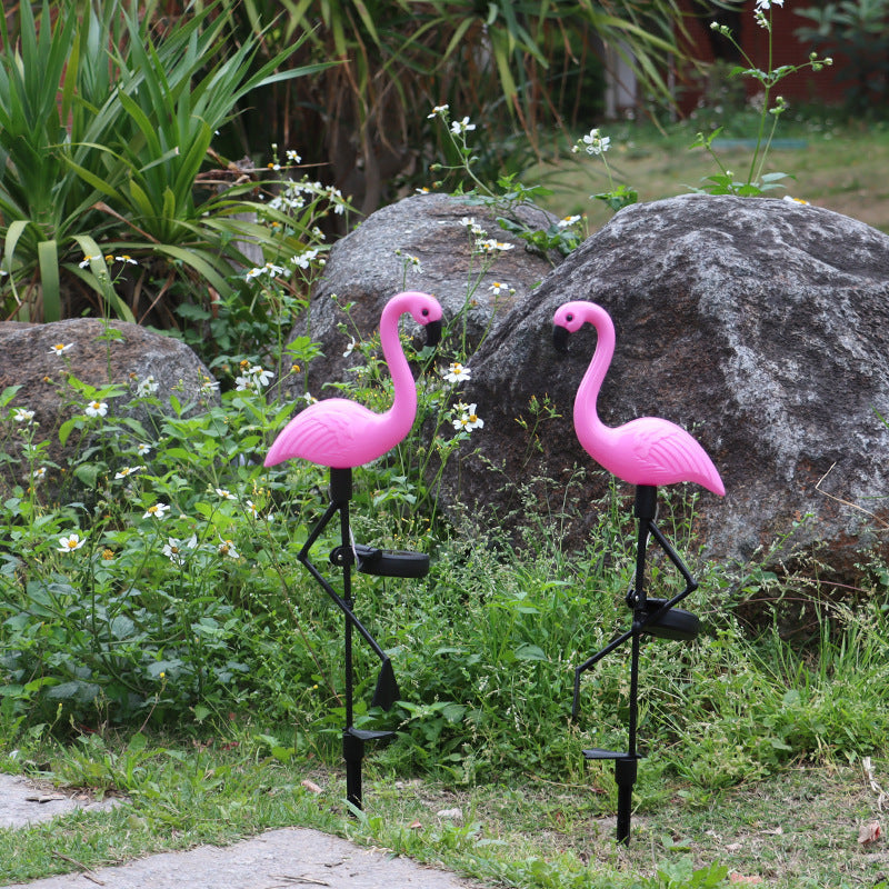 Decorative Solar-Powered Flamingo Garden Stake with Adjustable Tray and Spike Attachment | Thrascher
