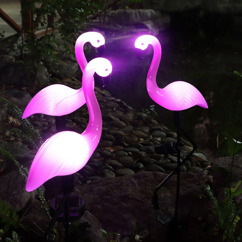 Decorative Solar-Powered Flamingo Garden Stake with Adjustable Tray and Spike Attachment | Thrascher