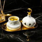 Decorative Table Sculpture Black-Gold White | Thrascher