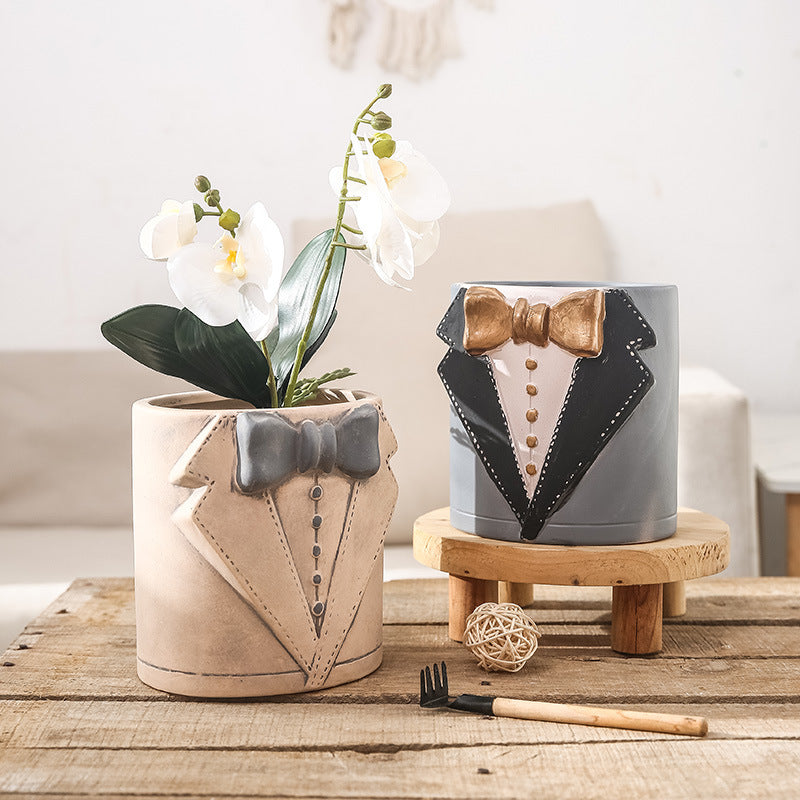 Decorative Vase Black-White Gray | Thrascher