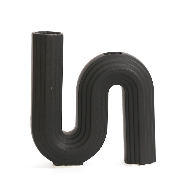 Decorative Vase White Black | Thrascher