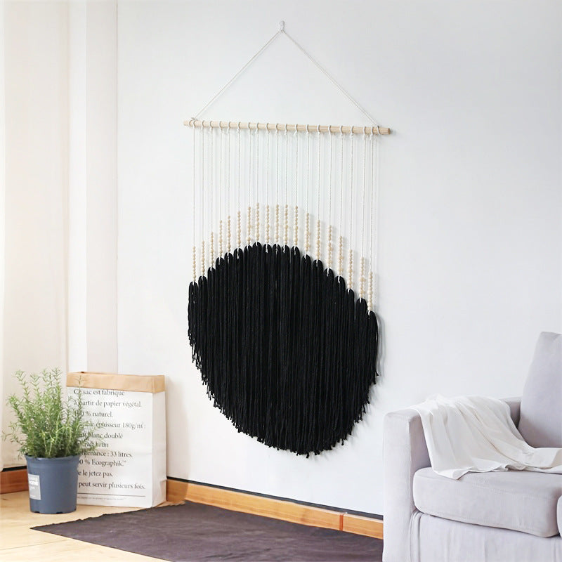 Decorative Wall Art with Wooden Beads and Thread Pendulum | Thrascher