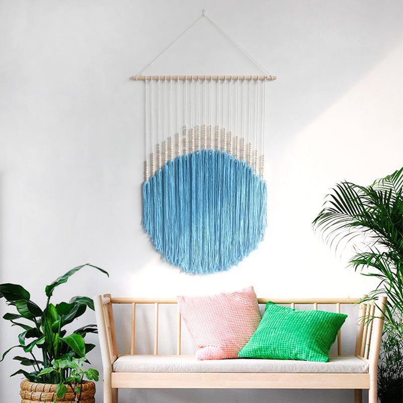 Decorative Wall Art with Wooden Beads and Thread Pendulum | Thrascher