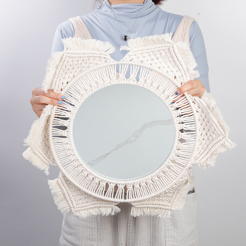 Decorative Wall Mirror Cotton Macrame Soft Textile | Thrascher