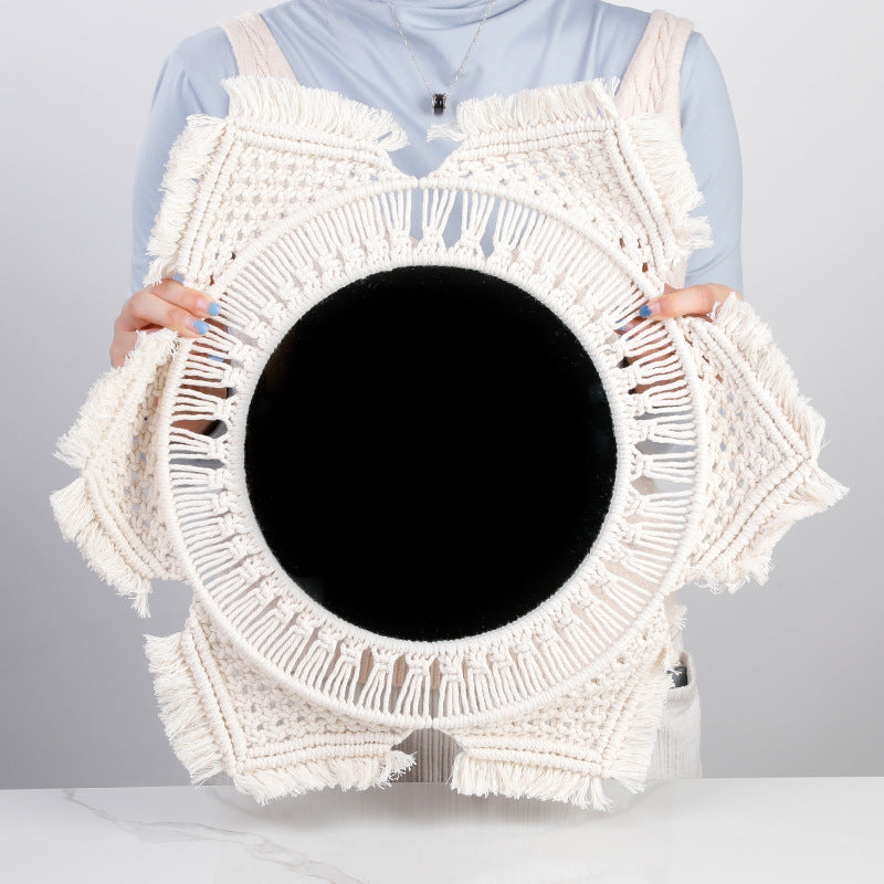Decorative Wall Mirror Cotton Macrame Soft Textile | Thrascher