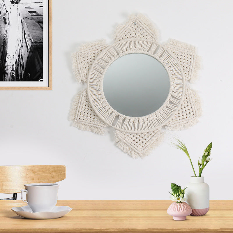 Decorative Wall Mirror Cotton Macrame Soft Textile | Thrascher