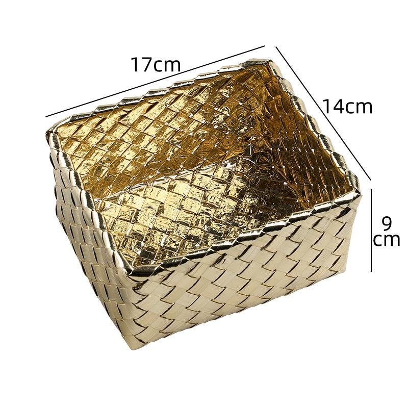 Decorative Woven Storage Basket with Metallic Finish | Thrascher