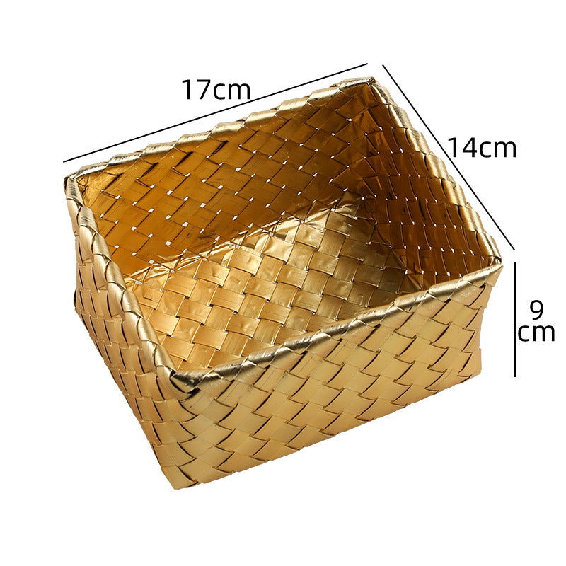 Decorative Woven Storage Basket with Metallic Finish | Thrascher