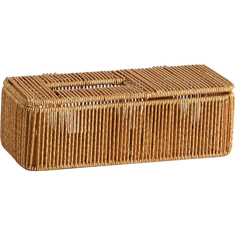Decorative Woven Tissue Box Cover Light Brown | Thrascher