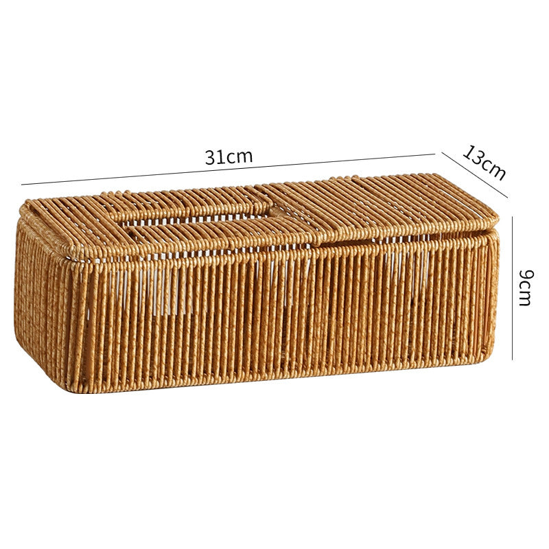 Decorative Woven Tissue Box Cover Light Brown | Thrascher