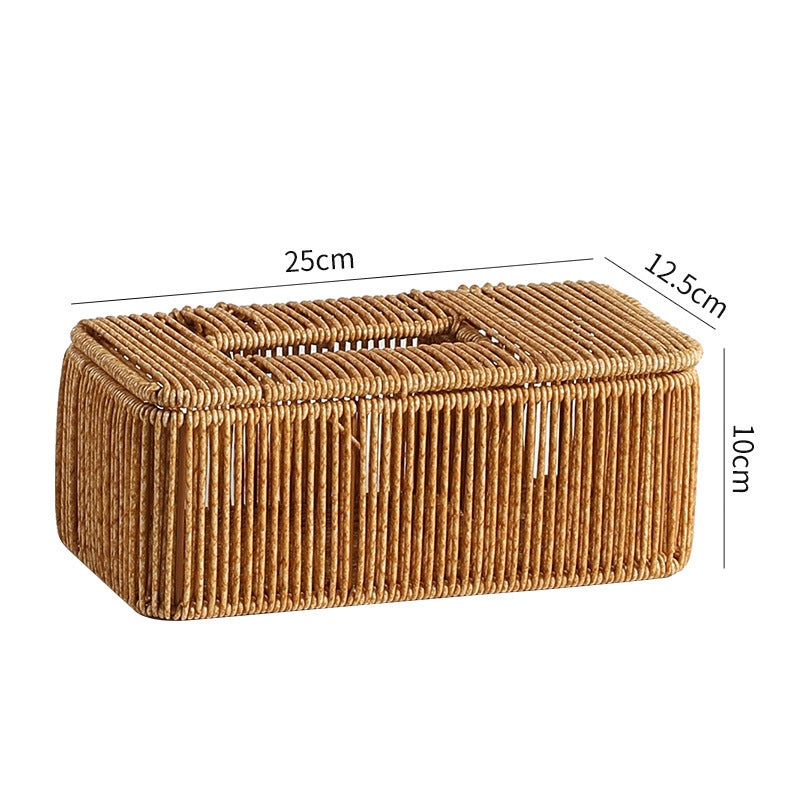 Decorative Woven Tissue Box Cover Light Brown | Thrascher