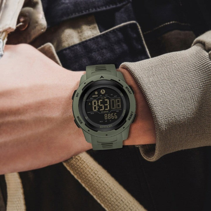 Digital Pedometer Watch with 45mm Resin Case and Rubber Band