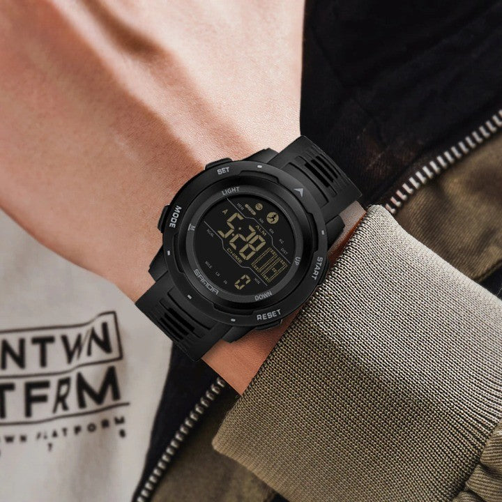 Digital Pedometer Watch with 45mm Resin Case and Rubber Band