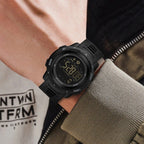 Digital Pedometer Watch with 45mm Resin Case and Rubber Band