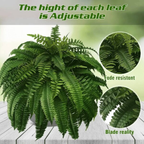 UV-Resistant Artificial Boston Fern, PVC, Adjustable Stems