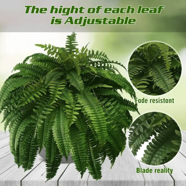 UV-Resistant Artificial Boston Fern, PVC, Adjustable Stems