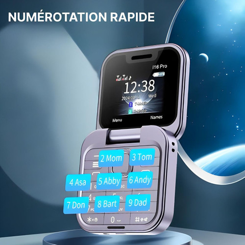 i16 Pro Foldable Dual-SIM Phone with 1.77-Inch HD Screen and TF Card Slot