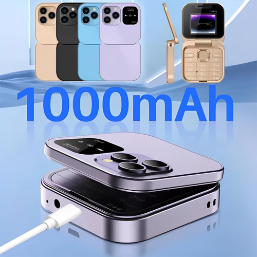 i16 Pro Foldable Dual-SIM Phone with 1.77-Inch HD Screen and TF Card Slot