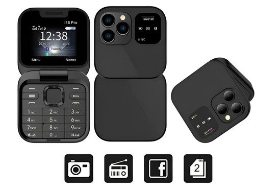 i16 Pro Foldable Dual-SIM Phone with 1.77-Inch HD Screen and TF Card Slot