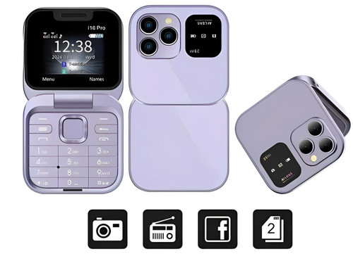 i16 Pro Foldable Dual-SIM Phone with 1.77-Inch HD Screen and TF Card Slot
