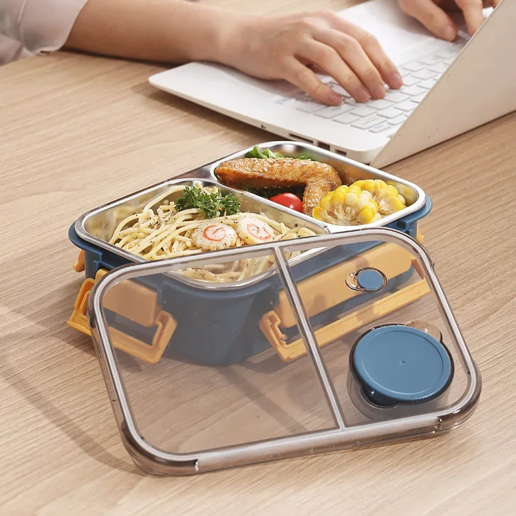 Insulated Stainless Steel Bento Lunch Box, Stackable, 18 × 12 × 12 cm