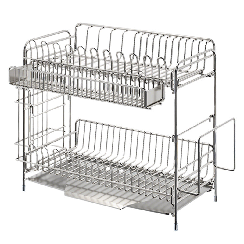 304 Stainless Steel Dish Rack with Draining Basket, 1–2 Tiers