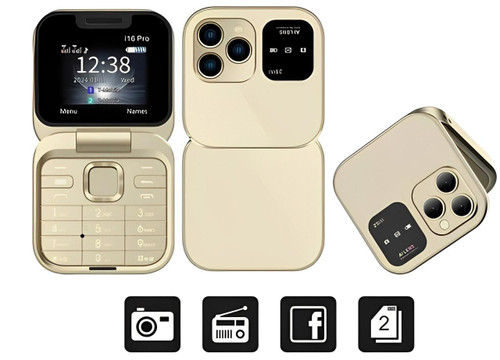 i16 Pro Foldable Dual-SIM Phone with 1.77-Inch HD Screen and TF Card Slot