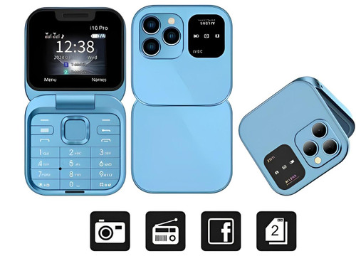 i16 Pro Foldable Dual-SIM Phone with 1.77-Inch HD Screen and TF Card Slot