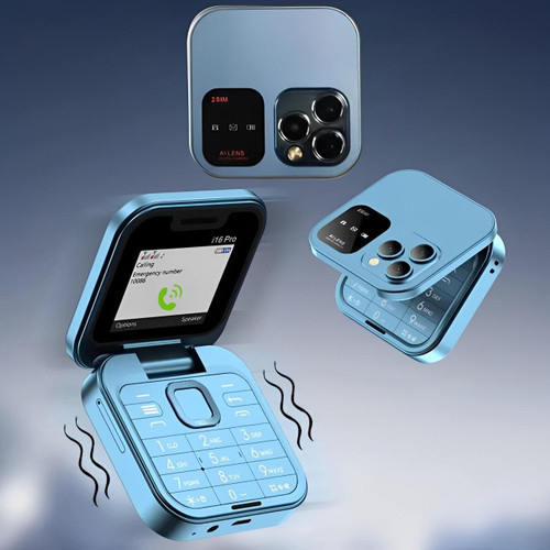 i16 Pro Foldable Dual-SIM Phone with 1.77-Inch HD Screen and TF Card Slot