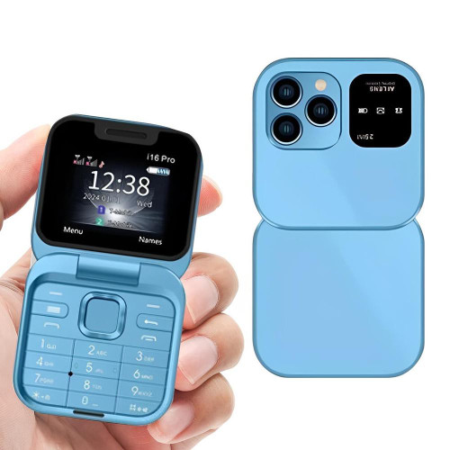 i16 Pro Foldable Dual-SIM Phone with 1.77-Inch HD Screen and TF Card Slot