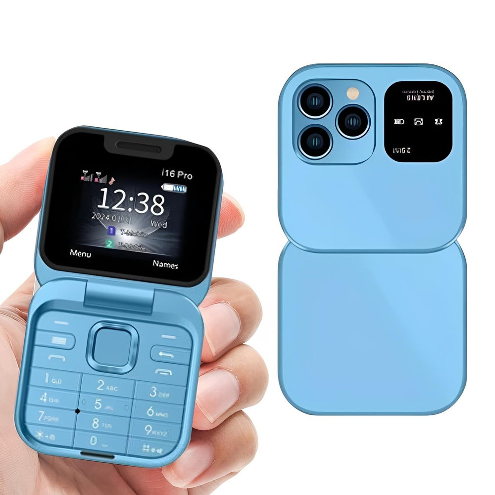 i16 Pro Foldable Dual-SIM Phone with 1.77-Inch HD Screen and TF Card Slot