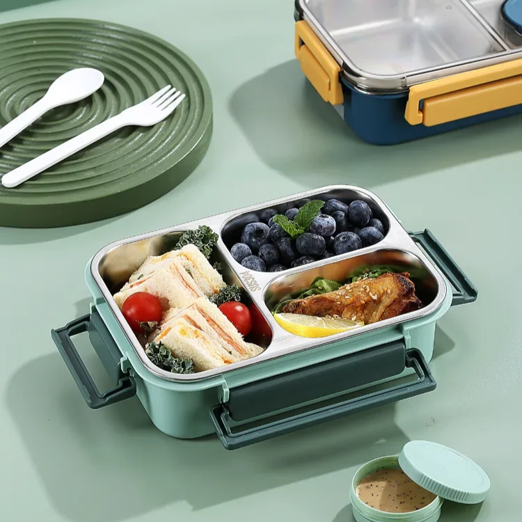 Insulated Stainless Steel Bento Lunch Box, Stackable, 18 × 12 × 12 cm