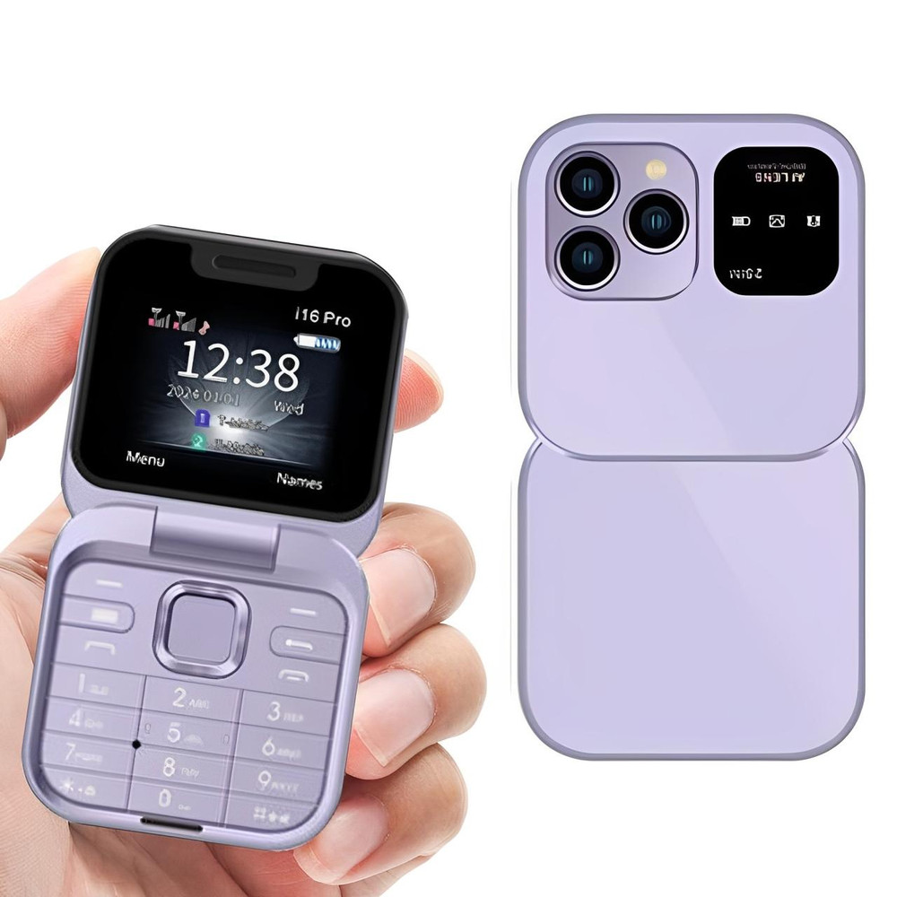 i16 Pro Foldable Dual-SIM Phone with 1.77-Inch HD Screen and TF Card Slot