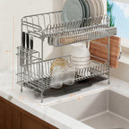 304 Stainless Steel Dish Rack with Draining Basket, 1–2 Tiers