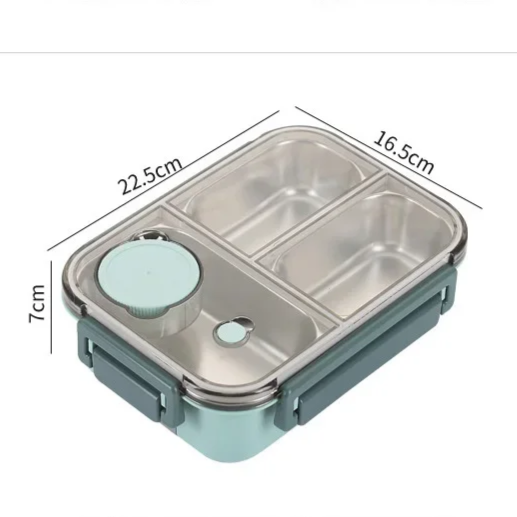 Insulated Stainless Steel Bento Lunch Box, Stackable, 18 × 12 × 12 cm