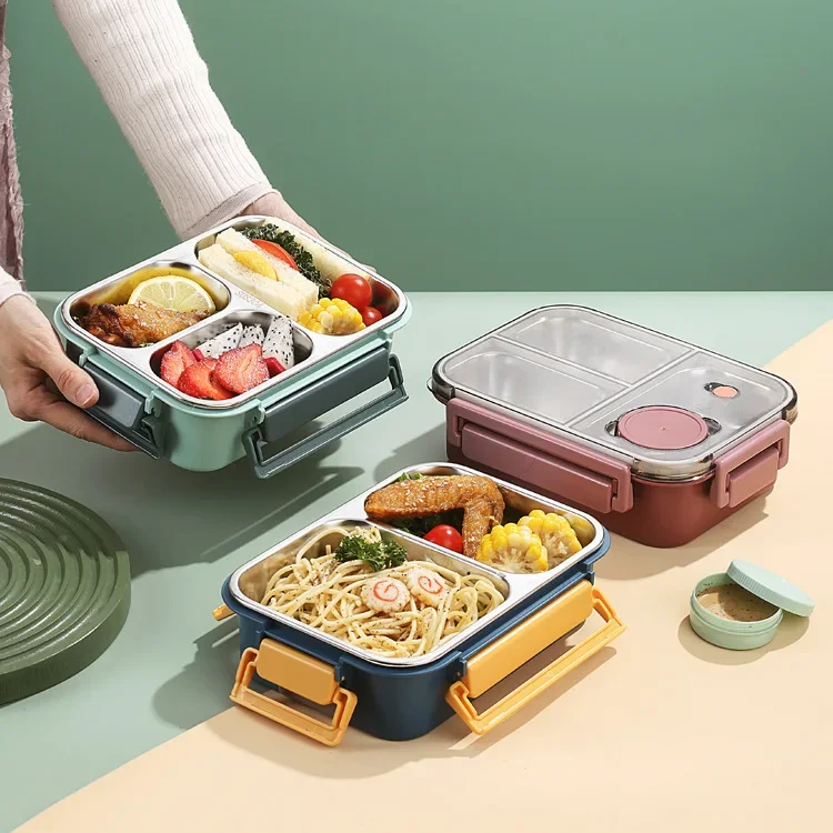 Insulated Stainless Steel Bento Lunch Box, Stackable, 18 × 12 × 12 cm