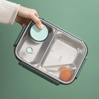 Insulated Stainless Steel Bento Lunch Box, Stackable, 18 × 12 × 12 cm