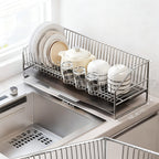 304 Stainless Steel Dish Rack with Draining Basket, 1–2 Tiers