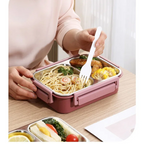 Insulated Stainless Steel Bento Lunch Box, Stackable, 18 × 12 × 12 cm