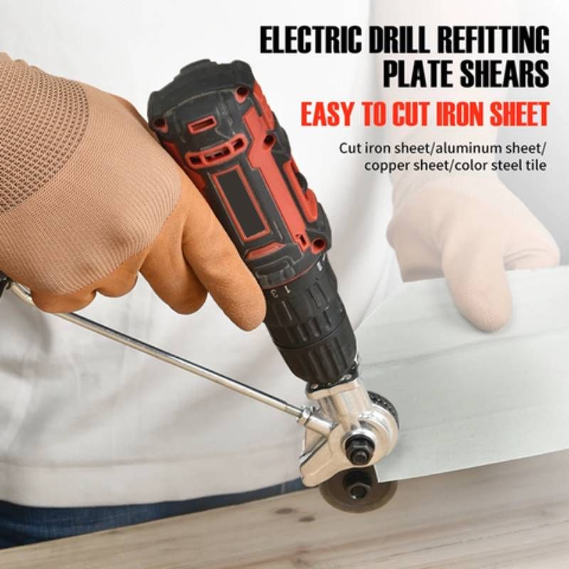 Drill-Powered Metal Cutting Attachment, Alloy Steel, 12–21V Compatibility, view 2