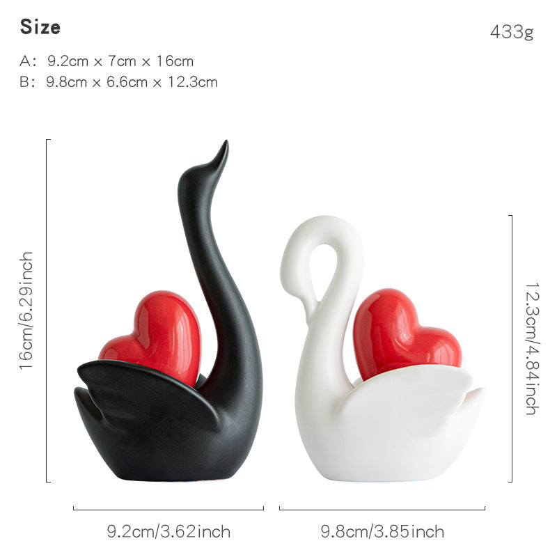 Elegant and Romantic Swans Decorative Figure | Thrascher