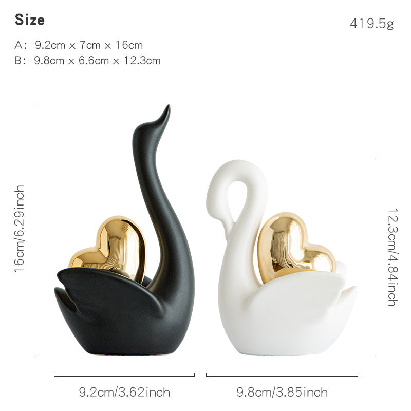 Elegant and Romantic Swans Decorative Figure | Thrascher