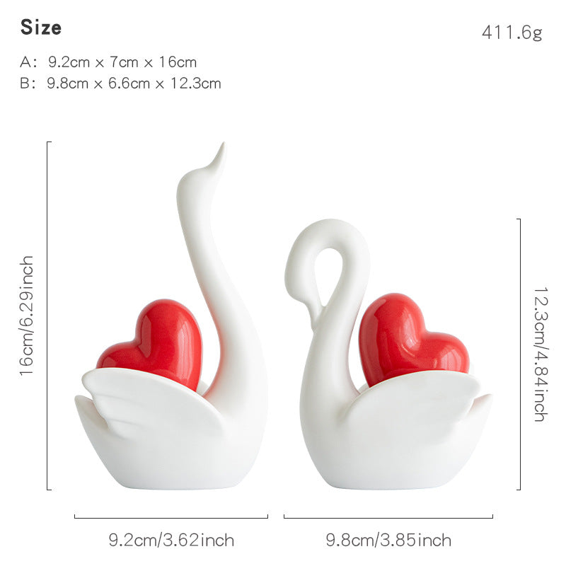 Elegant and Romantic Swans Decorative Figure | Thrascher