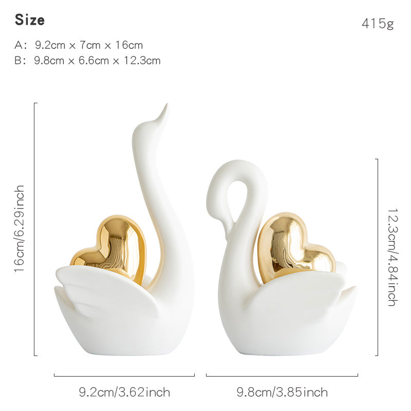 Elegant and Romantic Swans Decorative Figure | Thrascher